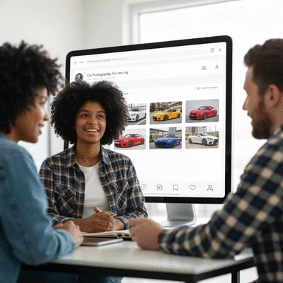 Car photography community members discussing photos on a forum